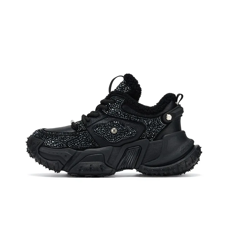 GG CC Chunky Sneakers Women's Low Top Black/Silver-0