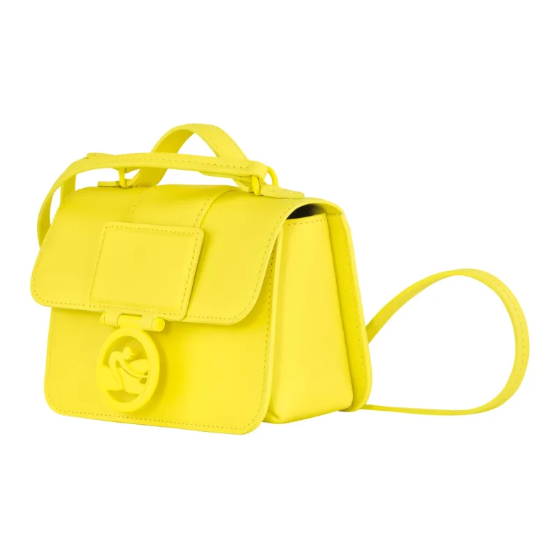 LONGCHAMP BOX TROT Cow Leather Handbag, Shoulder Bag, Crossbody Bag Mini Women's Yellow-3