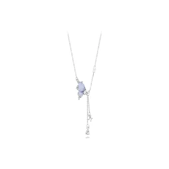 Muyan Alloy Crushed Ice Blue Butterfly Necklace Women's