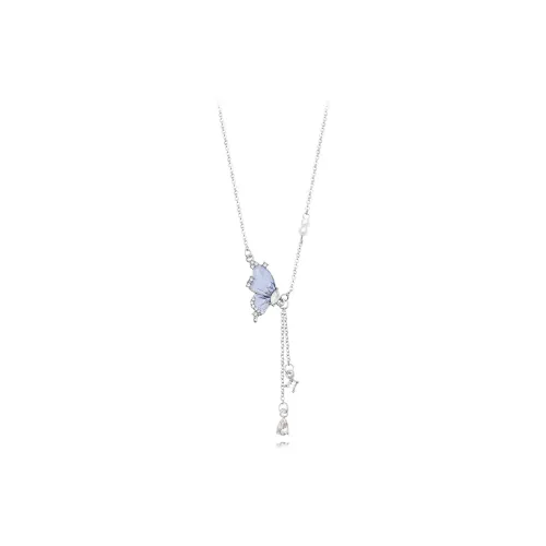 Muyan Alloy Crushed Ice Blue Butterfly Necklace Women's