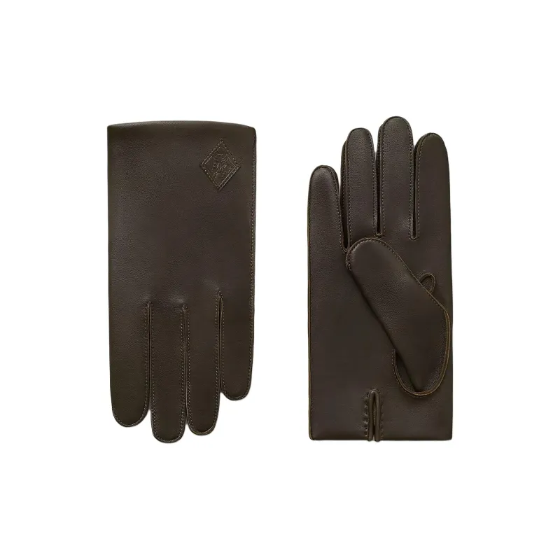 HERMES Calfskin Gloves Men's Mocha-1
