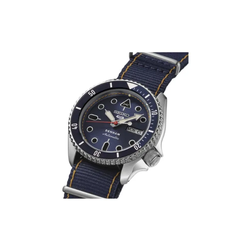 SEIKO 5 Sports SKX Collection Automatic/Manual Mechanical Movement Nylon Strap Watch 42.5mm Men's Watches Blue Dial-2