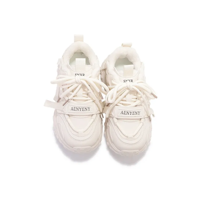 SNXR Anti-Slip Wear-Resistant Waterproof And Breathable Low-Top Chunky Sneakers Women's Beige-132