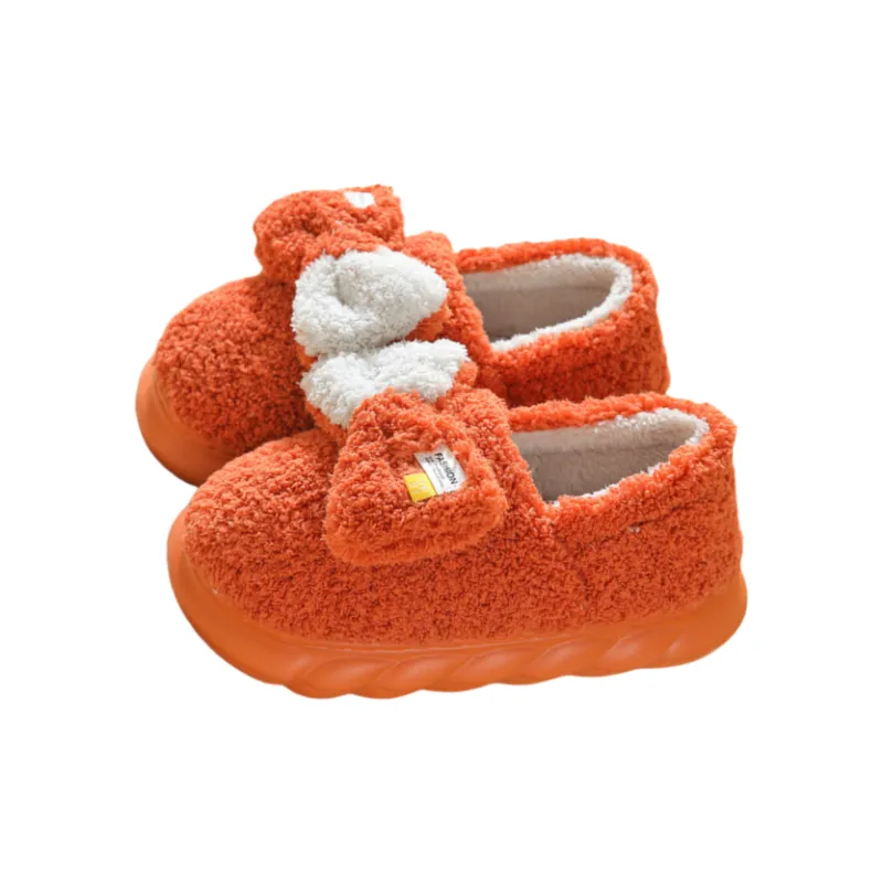 Yalu Cotton Slipper Shoes Platform Heel Home Cute Bowknot Slippers Winter Fleece-Lined Warm Slippers-2