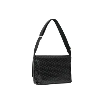 GOYARD CAPETIEN Canvas With Leather Messenger Bag Shoulder Bag Crossbody Bag Medium Size Unisex Pure Black