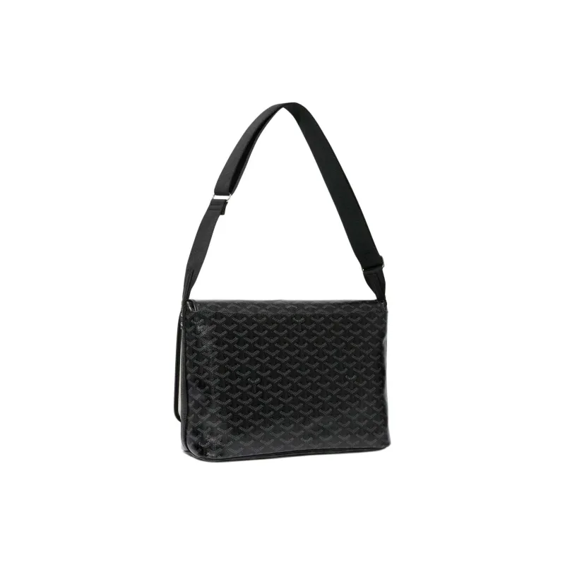 GOYARD CAPETIEN Canvas With Leather Messenger Bag Shoulder Bag Crossbody Bag Medium Size Unisex Pure Black-0