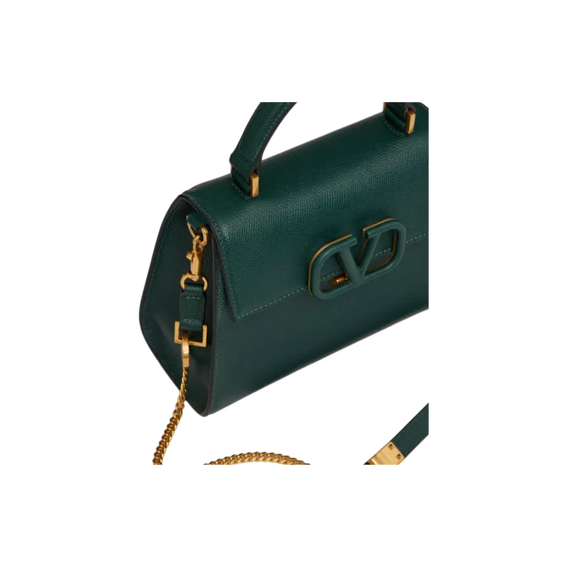 Valentino VSLING Grain Calfskin Shoulder Bag, Crossbody Bag, Handbag Trumpets Women's UK Green-5