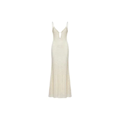 Self portrait Square Embellished Fishnet Maxi Dress