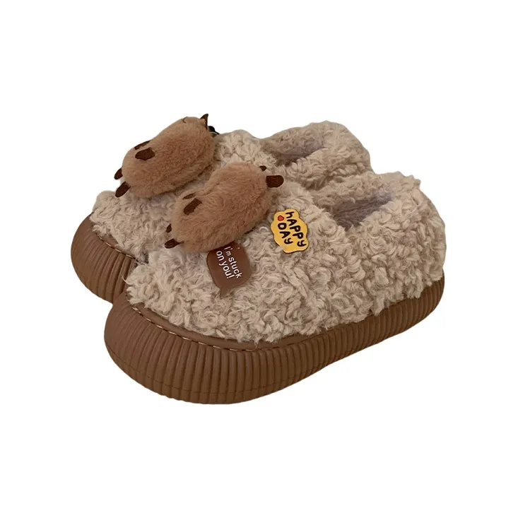 Thin Strips Cotton Slippers Women's, White-6