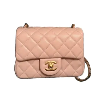 CHANEL Shiny Lambskin Flap Bag, Crossbody Bag, Shoulder Bag Mini Women's Pink