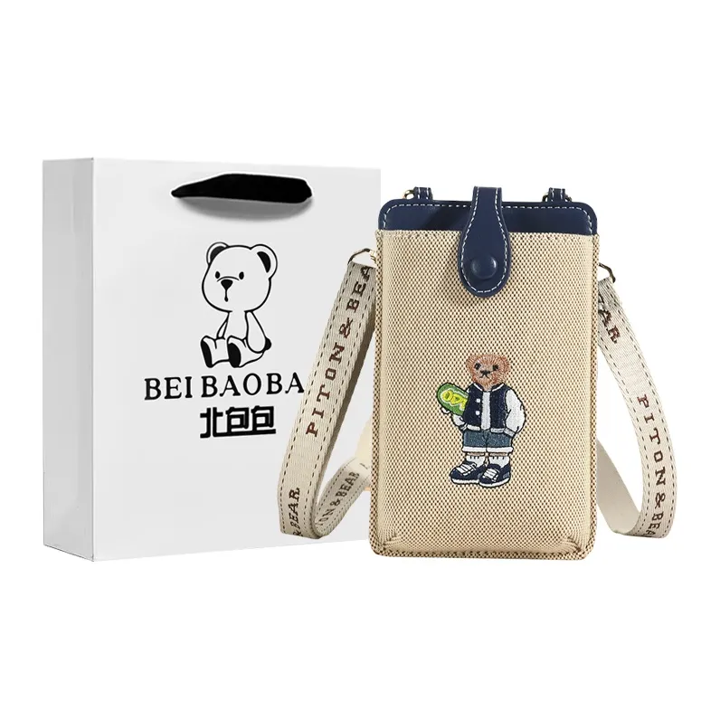 North Pack Canvas Bag, Shoulder Bag, Crossbody Bag Trumpets Women's White Shirt Bear/Skateboarding Bear/Crown Bear-5