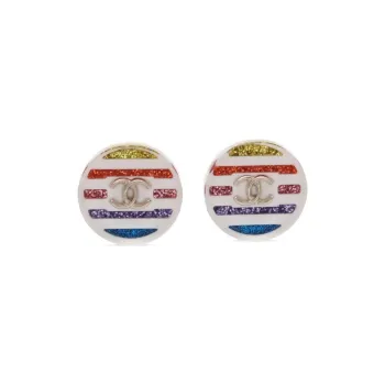 CHANEL 1986 1988 Cc Button Earrings