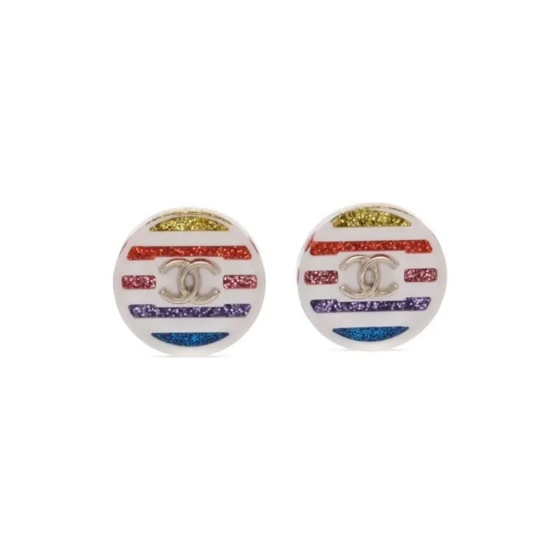 CHANEL 1986 1988 Cc Button Earrings-0