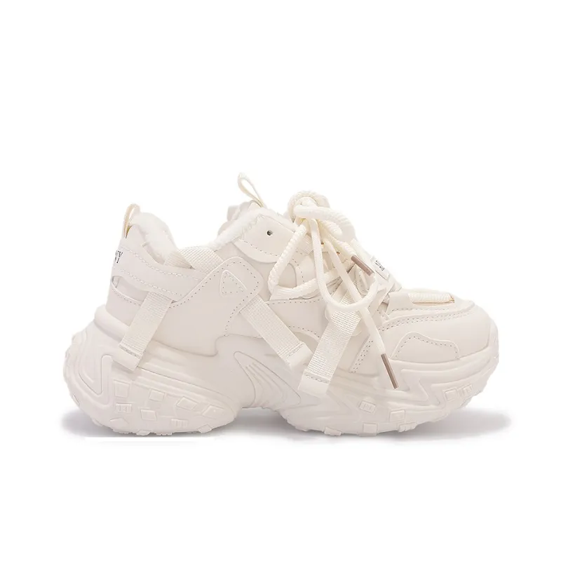 SNXR Anti-Slip Wear-Resistant Waterproof And Breathable Low-Top Chunky Sneakers Women's Beige-129