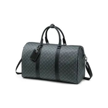 PIERRE CARDIN PVC One Shoulder Crossbody Bag, Travel Bag Men's Black Gray