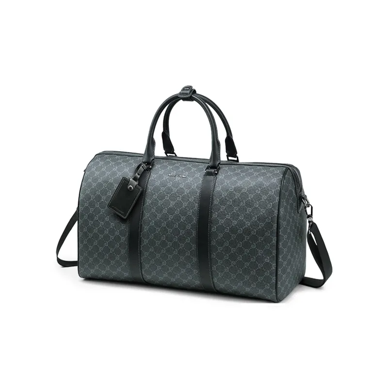 PIERRE CARDIN PVC One Shoulder Crossbody Bag, Travel Bag Men's Black Gray-0