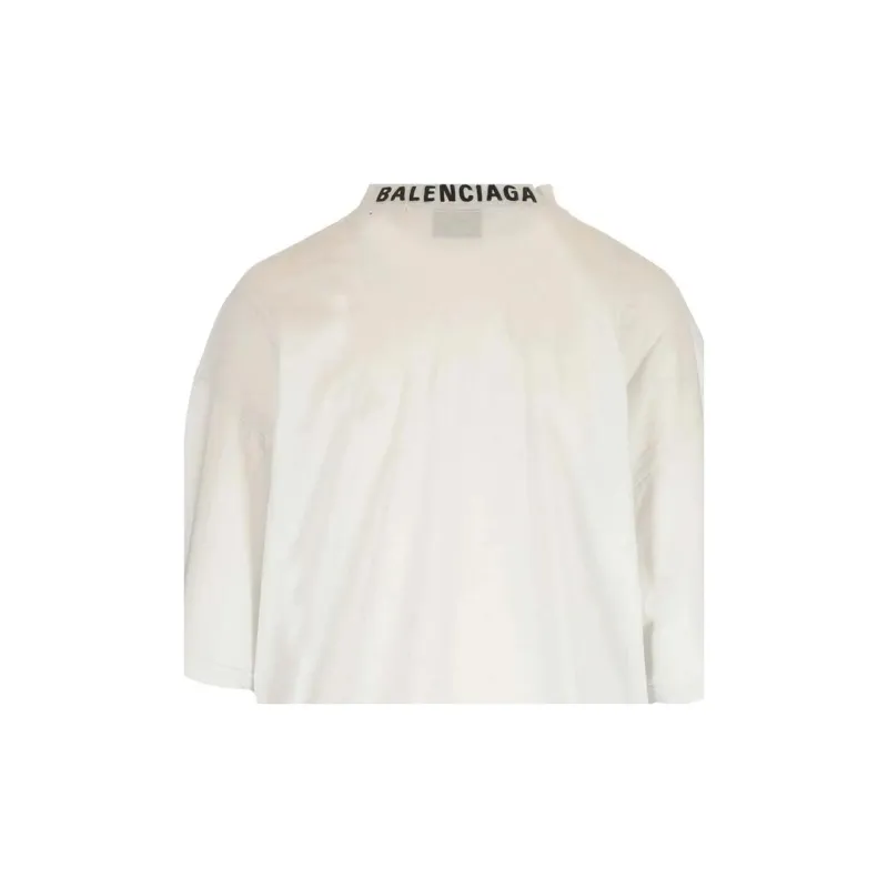 Balenciaga Logo Printed Collar Loose Fit T Shirt-3