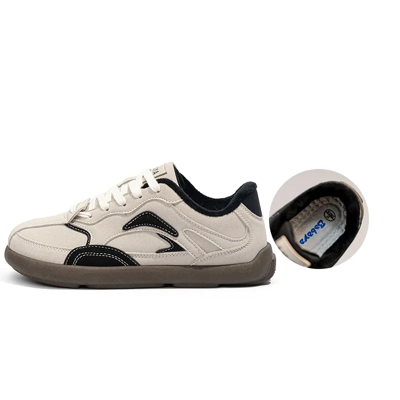Babaya Anti Slip And Wear Resistant Warm Low Top Kids' Skateboarding Shoes Beige Brown Teenagers-0