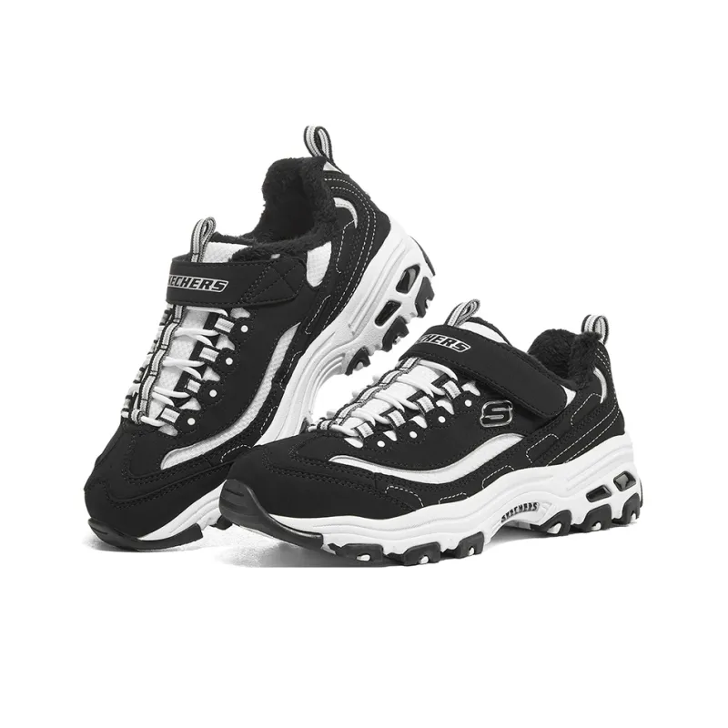 Skechers Slip Resistant Anti Kick Abrasion Resistant Low Top Kids Lifestyle Shoes Black White Teenagers-2