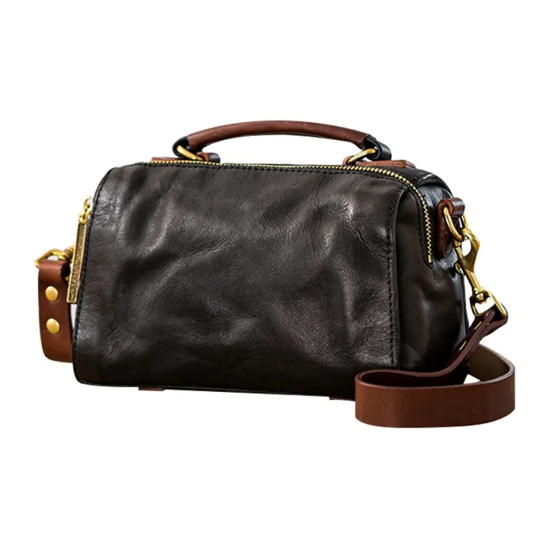 Back Step Genuine Leather, Top Grain Cow Leather Shoulder Bag, Crossbody Bag, Handbag Regular Men's Black-1