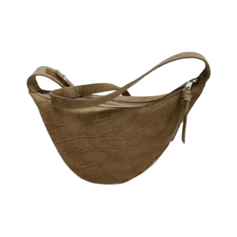 ZARA Cow Leather Shoulder Bag, Crossbody Bag Medium Size Women's Gray Brown-2