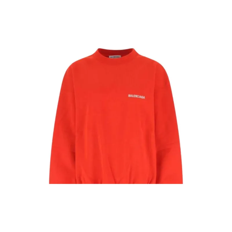 Balenciaga Back Logo Oversized Crewneck Bright Red/White-2
