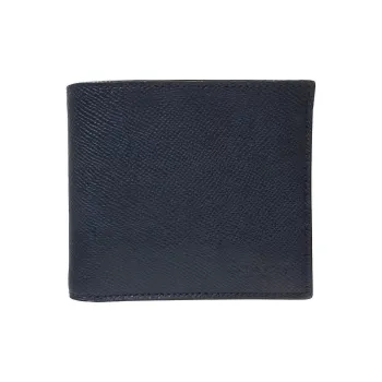COACH Cow Leather Card Holder, Coin Purse, Wallet Regular Men's Midnight Navy Blue