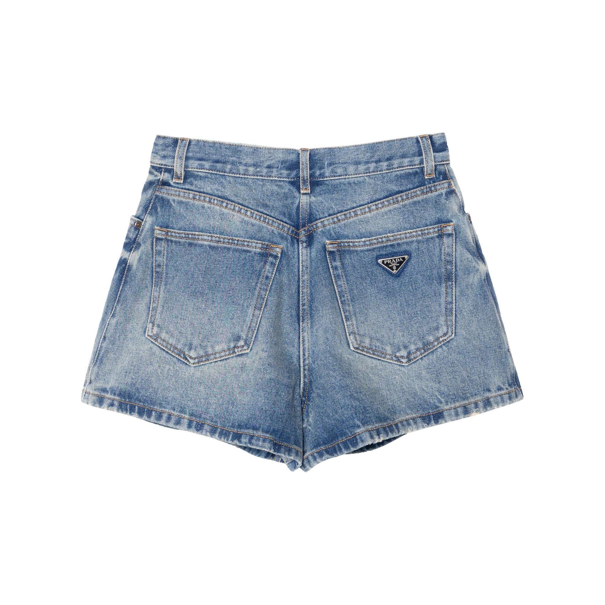 PRADA Triangle-logo Denim Shorts 29 - POIZON PRADA Triangle-logo Denim Shorts 29 - POIZON