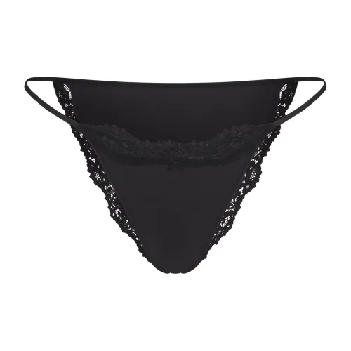 SKIMS FW24 FITS EVERYBODY LACE STRING BIKINI Underpants Women's 1 Pack ONYX/Onyx
