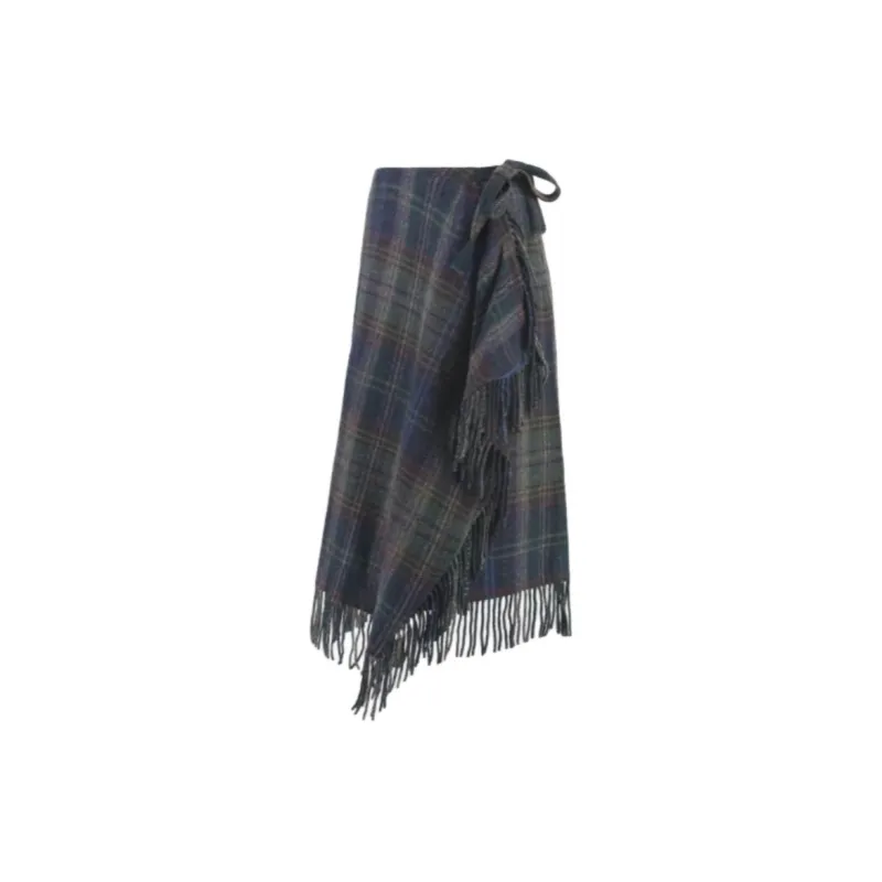 Polo Ralph Lauren Fringe Trim Plaid Wrap Skirt-2