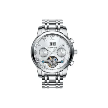 GUANQIN GUANQIN GJ16031 H Mechanical Movement Stainless Steel Watchband Watch Men's Watches White Dial