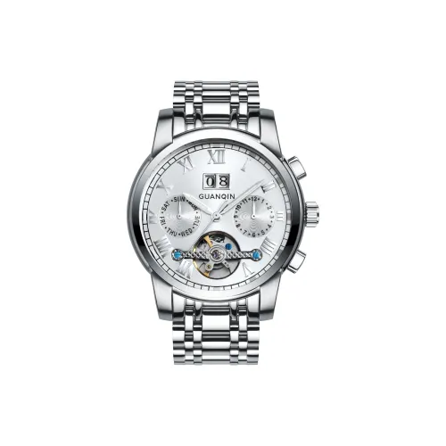 GUANQIN GUANQIN GJ16031 H Mechanical Movement Stainless Steel Watchband Watch Men's Watches White Dial