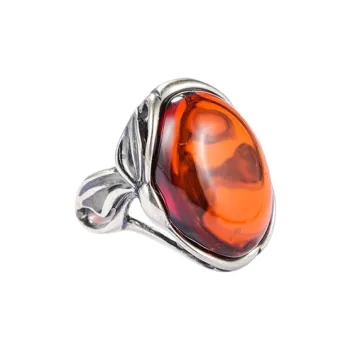 S&A S925 Silver With Amber Fine Jade Rings Women's