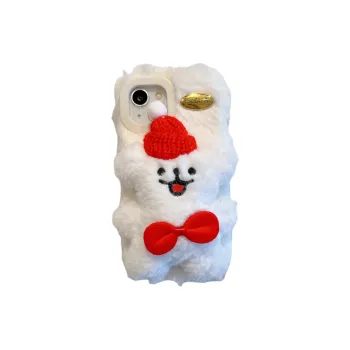 Wei Xin Plush Material Plush Puppy Blue Red Phone Cases Compatible With IPhone 16/15 Pro Max/Apple 13/14 Pro Max/12