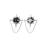 Sparkle Star Stud Earrings Black+White (1 Pair)