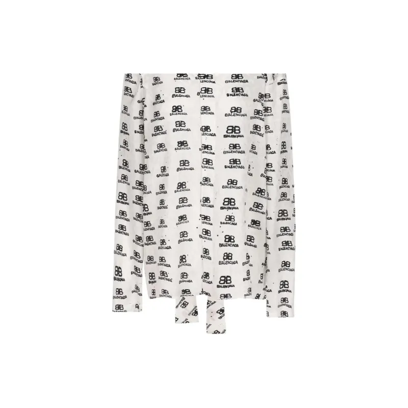 Balenciaga Logo print Silk Blouse-5