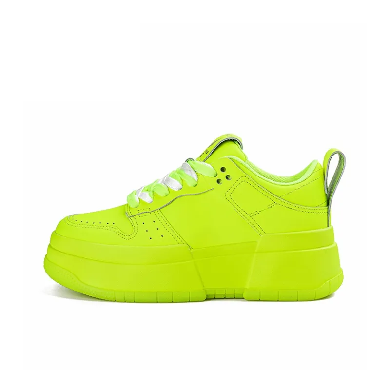 NAUTICA Wear Resistant Height Increasing Low Top Skateboard Shoes Women's Neon Yellow-0