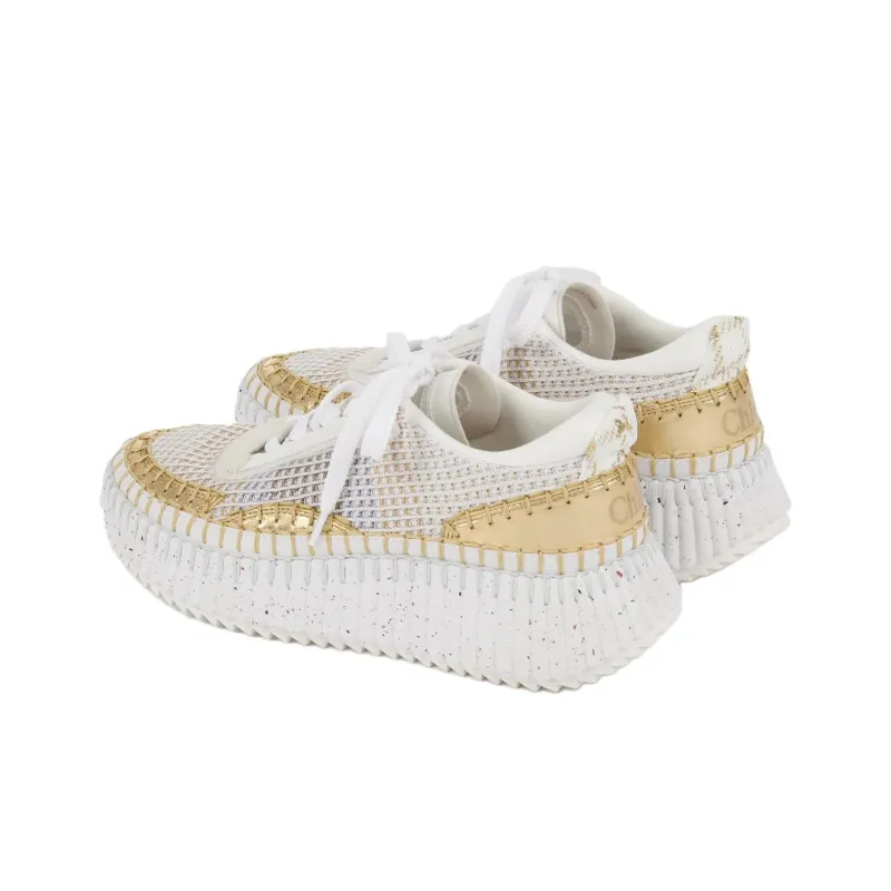 Chloé Nama Metallic Detailed Lace Up Sneakers Women's-3