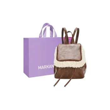 MARKANGARO Synthetic Leather Backpack Small Size Unisex Brown