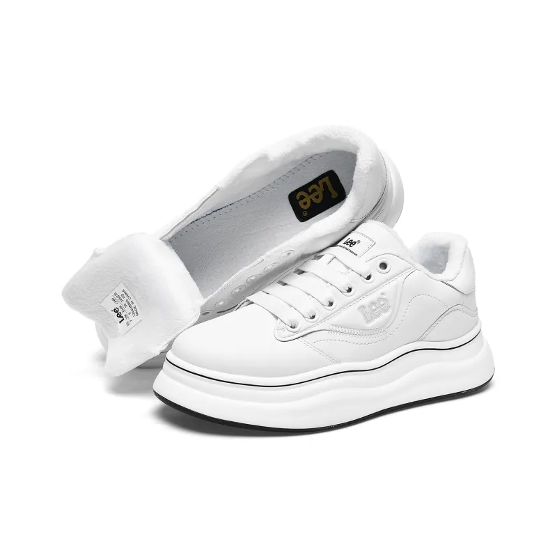 Lee Versatile Trendy, White Sneakers, Classic Fashion Commute Low Top Height Increasing Skateboard Shoes Men's-8