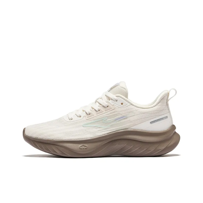 Erke Cushioning Wear-Resistant Low-Top Casual Running Shoes Women's Beige Brown-0