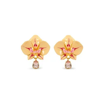 Oscar De La Renta Watercolor Orchid Clip on Earrings