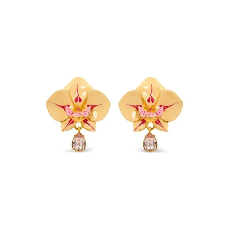 Oscar De La Renta Watercolor Orchid Clip on Earrings-0