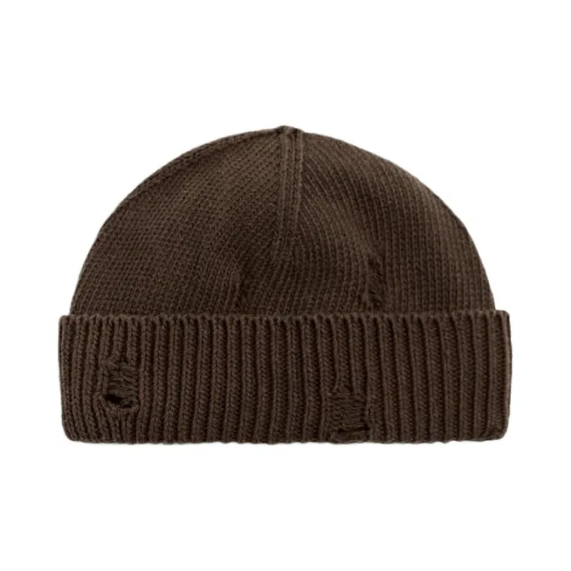 ZARA Cotton Knitted Fabric Beanies Men's Purple/Brown/Ecru-1