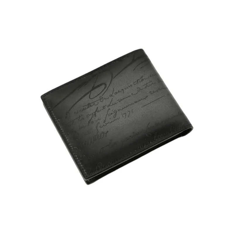 BERLUTI Calfskin Wallet Men's Charcoal Black-1
