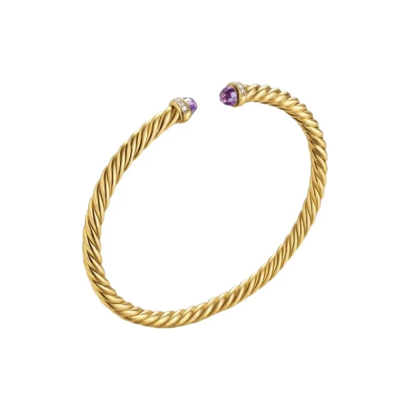 David Yurman 18kt Yellow Gold Classic Cablespira Diamond Bracelet 3mm-2