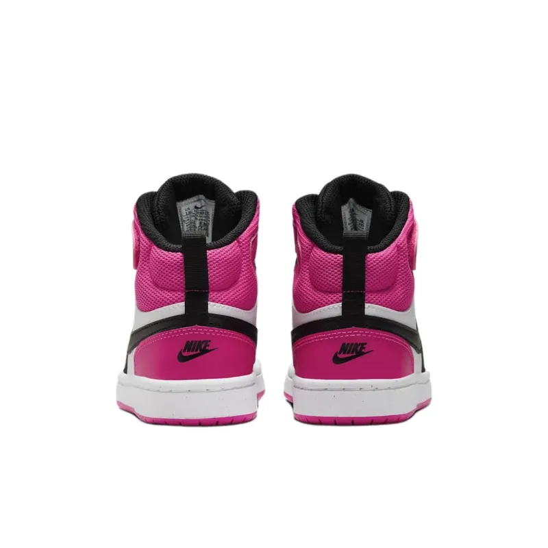 Nike Court Borough 2 Anti Slip Wear Resistant Mid Top Kids' Skateboarding Shoes Black Pink Children Aged 3 7 Years Old-3