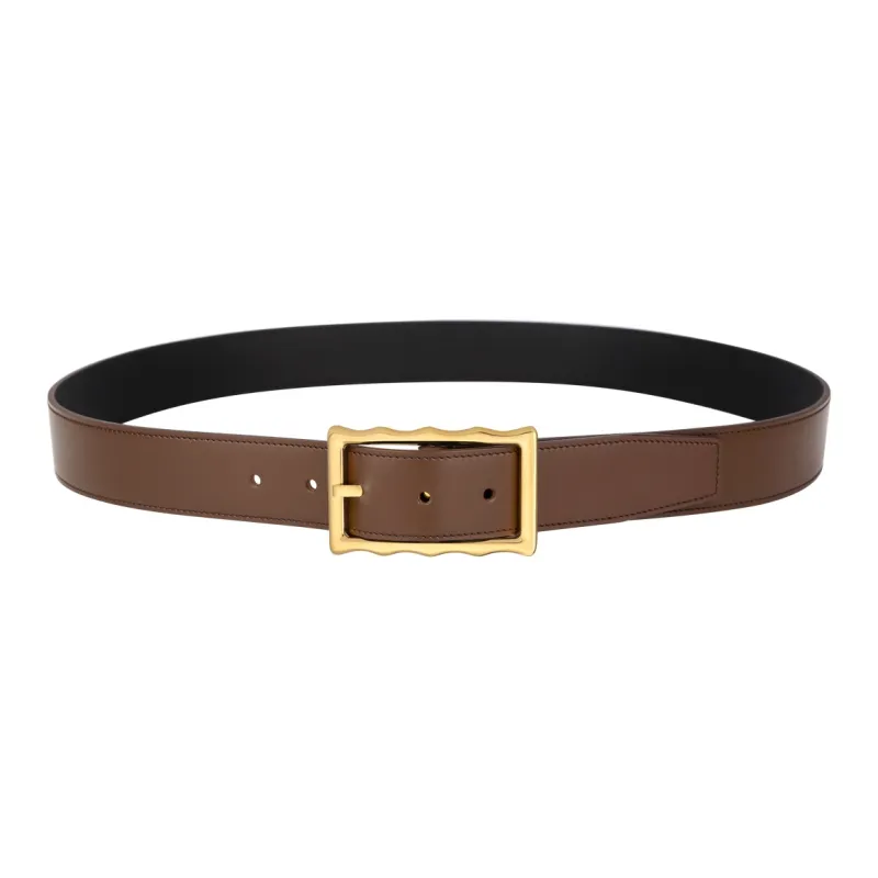 CATELLES Top Grain Cow Leather Leather Belts Men's Silver Buckle Black/Gold Tone Lock Coffee Width  3.5cm-9
