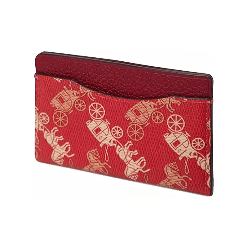 COACH Card Case Coated Canvas With Leather Card Holder Coin Purse Small Size Men's Red-2