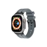 AP Style Metal Clasp Liquid Silicone Strap, Black Gray
